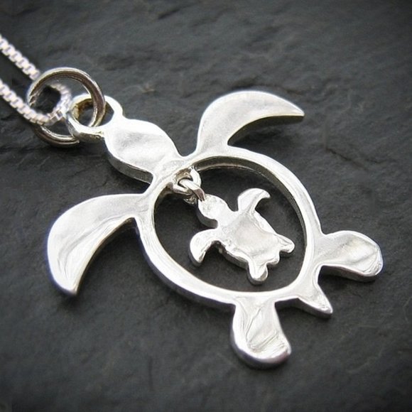 925 Sea Turtle Mother's Necklace Sterling Silver - Picture 2 of 9
